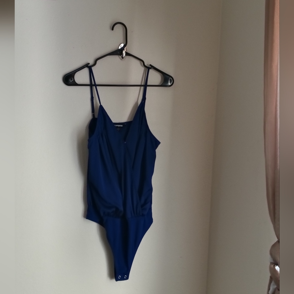 Express Bodysuit Women Medium Blue Classic Party Minimalist Preppy Academia Y2K